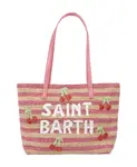 Сумка Raffia City Mid Strip Cherry Bag Saint Barth, розовый - фото
