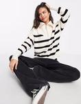 Джемпер в полоску, на молнии, монохром Vero Moda, черный - фото 4