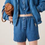 Джинсовые бермуды MIU MIU, темно-синий - фото 4