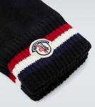 Перчатки из вирджинской шерсти Logo Moncler, Black - фото 2