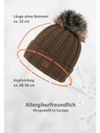 Шапка Faera Warme Beanie Strickmütze mit Bommel Thermo Futter, коричневый - фото 4