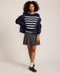 Женский свитер Drifter Modern Cable Crew Lands' End, Deep sea navy/ivory stripe - фото 4