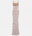 Платье из сетки с декором Giuseppe di Morabito, Light Brown - фото