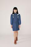 Лоскутное джинсовое платье Chloé Kids, Denim Blue - фото 5
