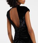 Платье Тина из бархата с рюшами Staud, черный - фото 5