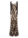 Платье макси с зебровым принтом Nina Ricci, коричневый - фото