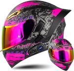 Шлем мотоциклетный TONCXRW Bluetooth, черный / фиолетовый - фото