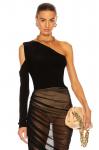 Топ Norma Kamali One Shoulder One Sleeve, черный - фото
