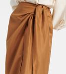 Юбка-халат из льна и шелка Max Mara, Cuoio - фото 4