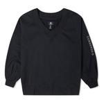 Свитер solid color loose knit v neck hoodie black Converse, черный - фото