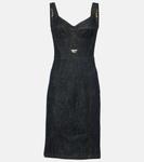 Джинсовое платье миди с вышитым логотипом Dolce&Gabbana, синий - фото