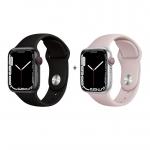 Ремешок CHENSONG совместимый с Apple из жидкого силикона, черный + белый - фото 7