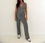 Трикотажные брюки-свитера в рубчик серого цвета beige botany - фото 3