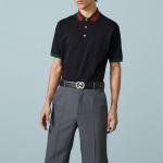 Рубашка поло cotton piquet polo with web collar 'black' Gucci, черный - фото 2