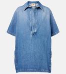 Рубашка джинсовая оверсайз Plan C, индиго - фото