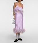 Юбка миди из атласа с отделкой из перьев Miu Miu, Lilac - фото 6