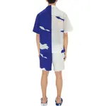 Двухцветная рубашка Equestrian Knight Burberry, синяя - фото 4