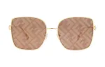 FENDI Массивные солнцезащитные очки Frame, Gold - фото 2