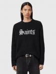 Свитер из смесовой альпаки с логотипом Saints Crew AllSaints, Black/Chalk White - фото