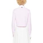 Полосатая хлопковая укороченная рубашка THOM BROWNE, розовый - фото 6