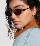 Овальные солнцезащитные очки Logo Miu Miu, Gold/Green - фото 6