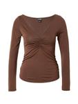 Лонгслив Monki Shirt, темно-коричневый - фото