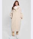 Пальто женское Guess Jeans плюшевое длинное, бежевый - фото
