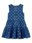 Многоярусное платье в горошек Self-Portrait Kids, синий - фото 2