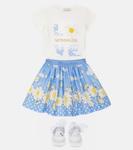 Юбка из хлопка в горошек Daisy Monnalisa, синий - фото 2