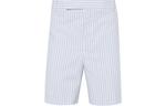 Шорты в полоску из пике с логотипом THOM BROWNE, синий - фото