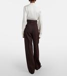 Широкие шерстяные брюки с высокой посадкой Stella McCartney, Raisin - фото 3