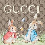 GUCCI Сумка-шопер Питера Рэббита детская бежево-черная - фото 9