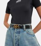 Тонкий кожаный ремень Balenciaga, черный - фото 2