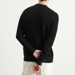 Хлопковый джемпер с круглым вырезом Moncler, черный - фото 3