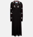 Платье миди из шерстяного и шелкового крепа Prada, Nero+Grigio - фото