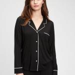 Верх пижамы с контрастной окантовкой Gap, черный - фото