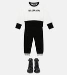 Хлопковый свитшот с принтом логотипа Balmain Kids, 100ne-Bianco/Nero - фото 2