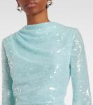 Платье со сборками, расшитое пайетками Erdem, Pale Blue - фото 4