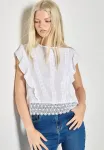 Блузка с оборками Apricot, White - фото
