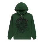 Худи Sp5der Og Web Studded Zip Hoodie, Green - фото