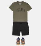 Шорты из хлопкового джерси с логотипом C.P. COMPANY KIDS, черный - фото 2