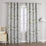 Плотные шторы с люверсами, плотные, термошторы с рисунком бамбука, белые, 260 x 135 см (В x Ш) Joyswahl - фото 2