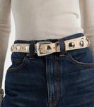 Кожаный ремень Benny с шипами Khaite, Dark Ivory - фото 2