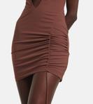 Мини-платье с вырезом и сборками Nensi Dojaka, Brown Orange - фото 5