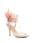 Stuart Weitzman босоножки Plume 100 с перьями, розовый - фото 2