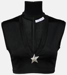 Укороченный топ star stud в рубчик Area, черный - фото