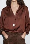 Блуза Massimo Dutti FLOWING SATIN LONG SLEEVE, Brown - фото 3