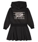 Платье с капюшоном и заклепками Versace, черный - фото