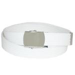 Ремень из ребристого материала с никелевой пряжкой CTM, белый - фото