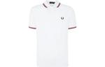 Поло с вышитым логотипом в полоску FRED PERRY, белый - фото